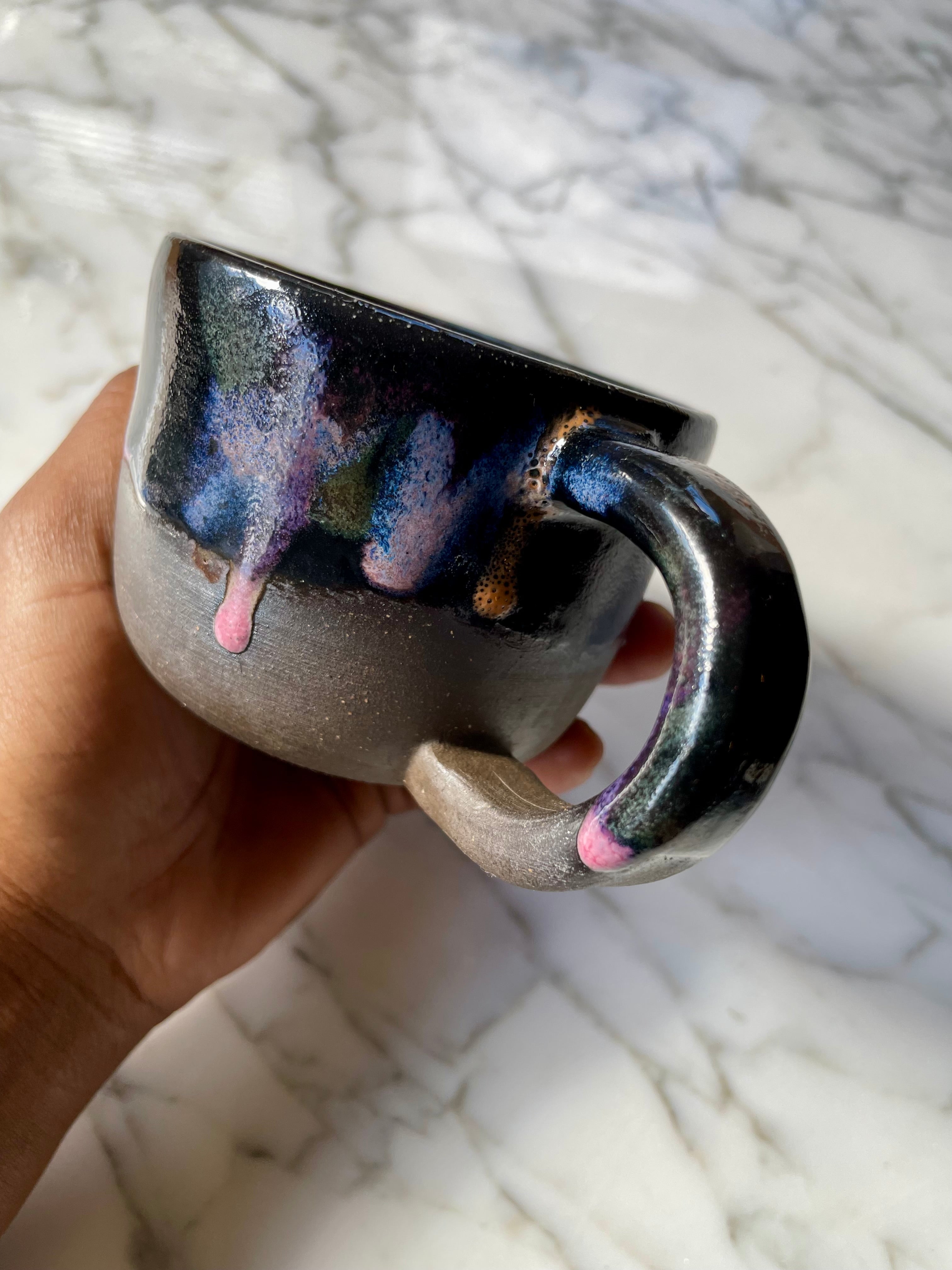 {Seconds Sale} Obsidian Drip Dark Brown Clay Mug