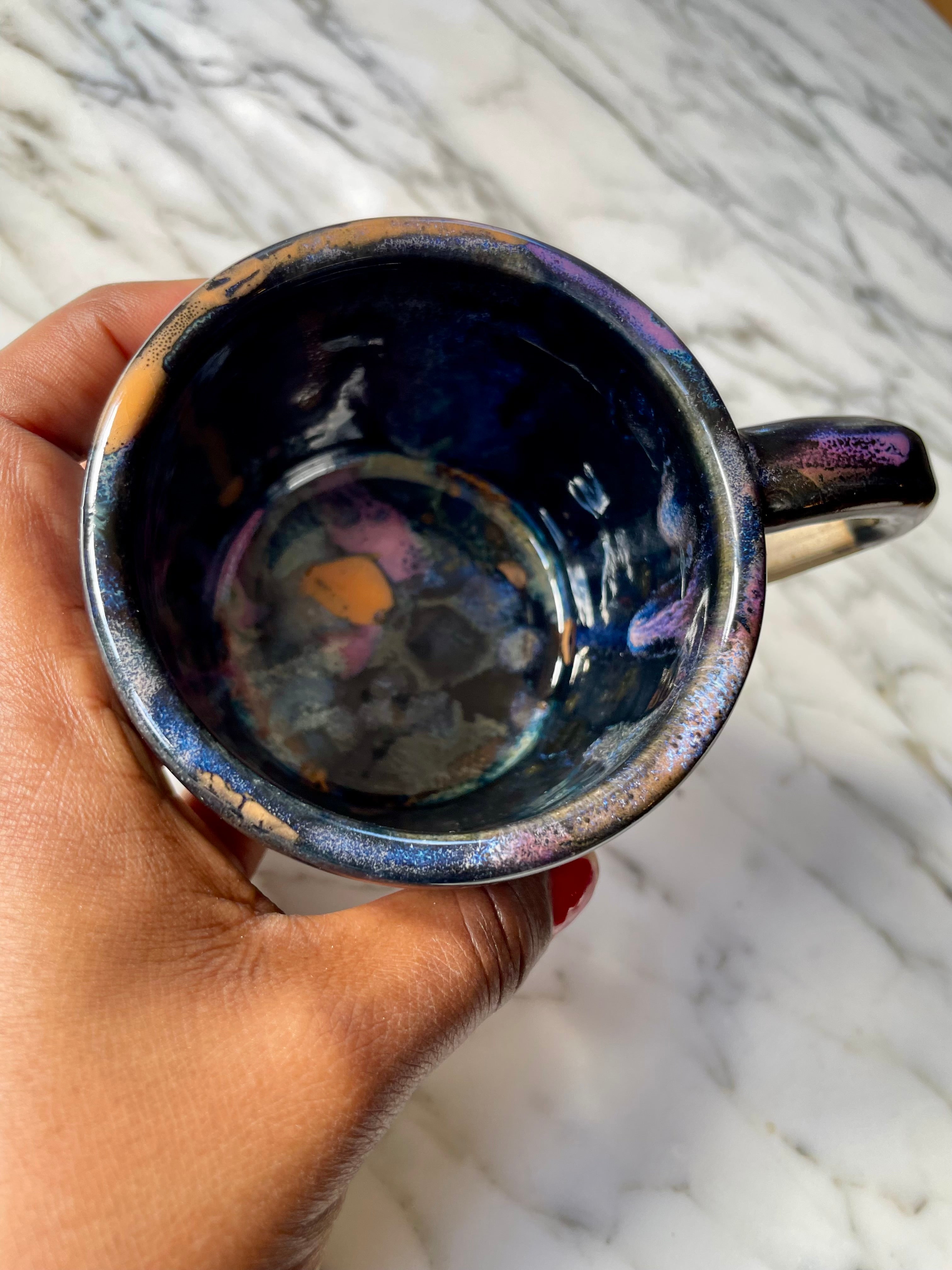 {Seconds Sale} Obsidian Drip White Clay Mug