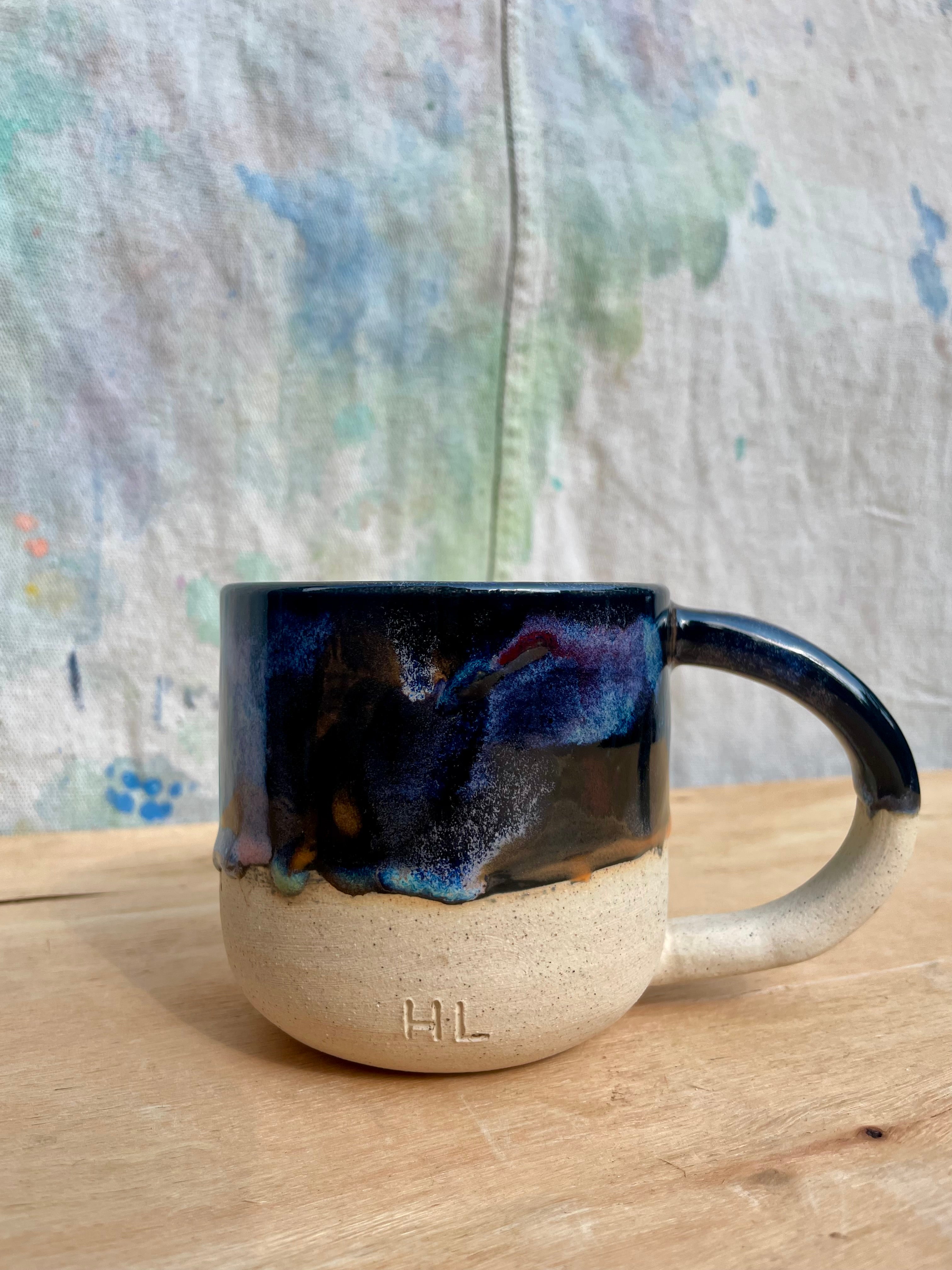 Made to Order:: White Clay Obsidian Drip Mugs