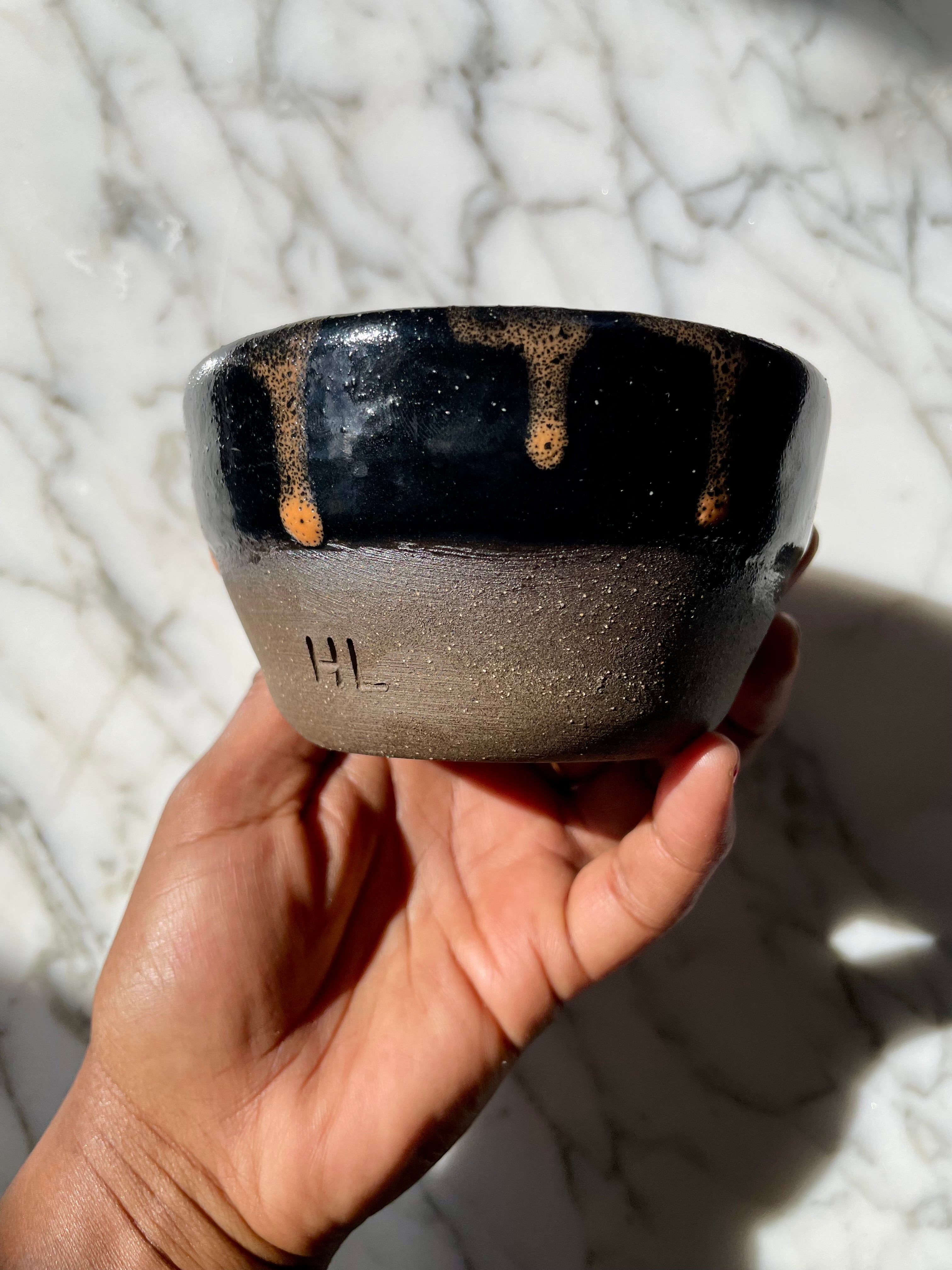 {Seconds Sale} Obsidian Drip Dark Brown Clay Ice Cream Bowls