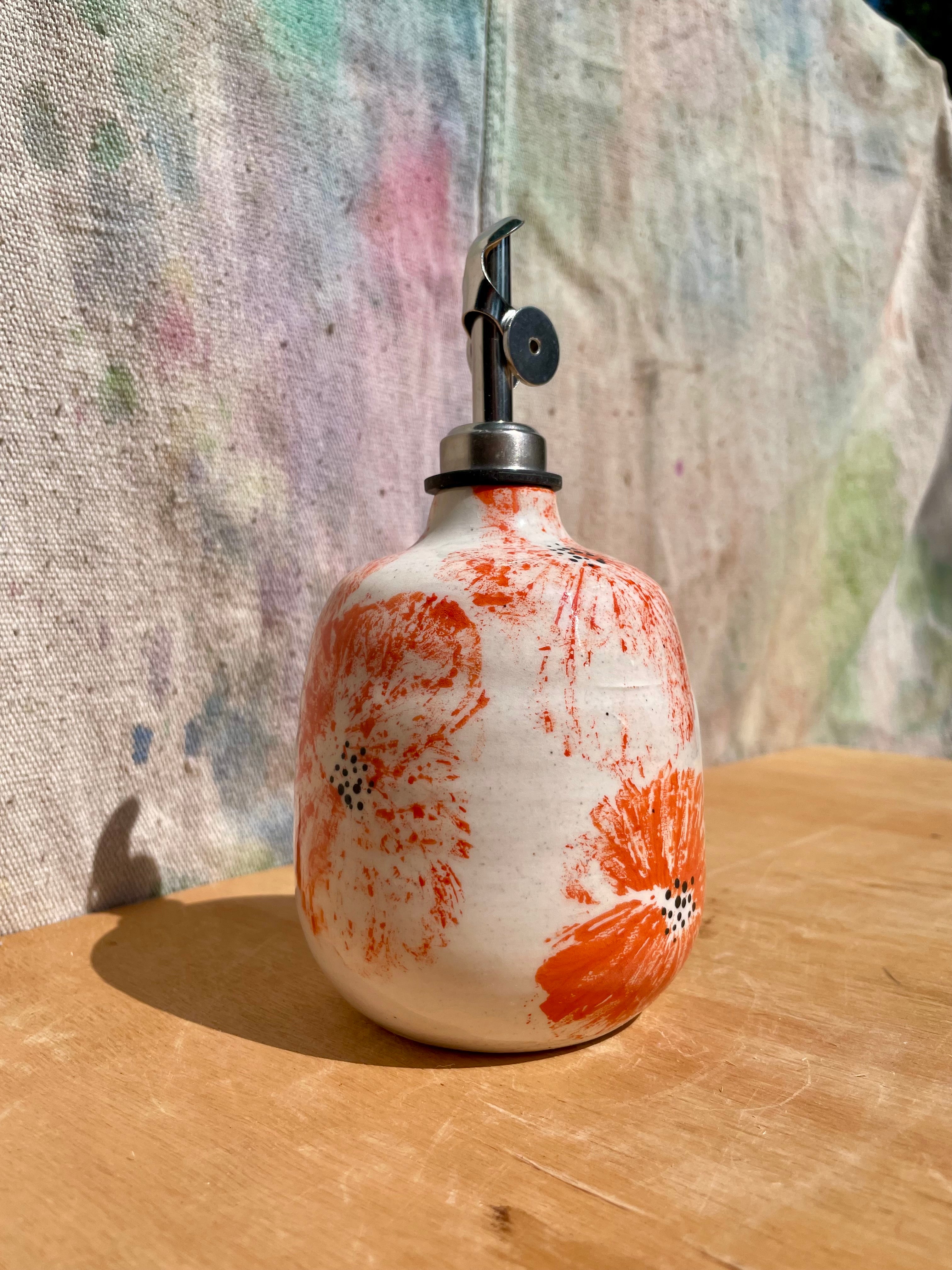 Made to Order:: Painted Poppy Bud Vase + Oil Cruet