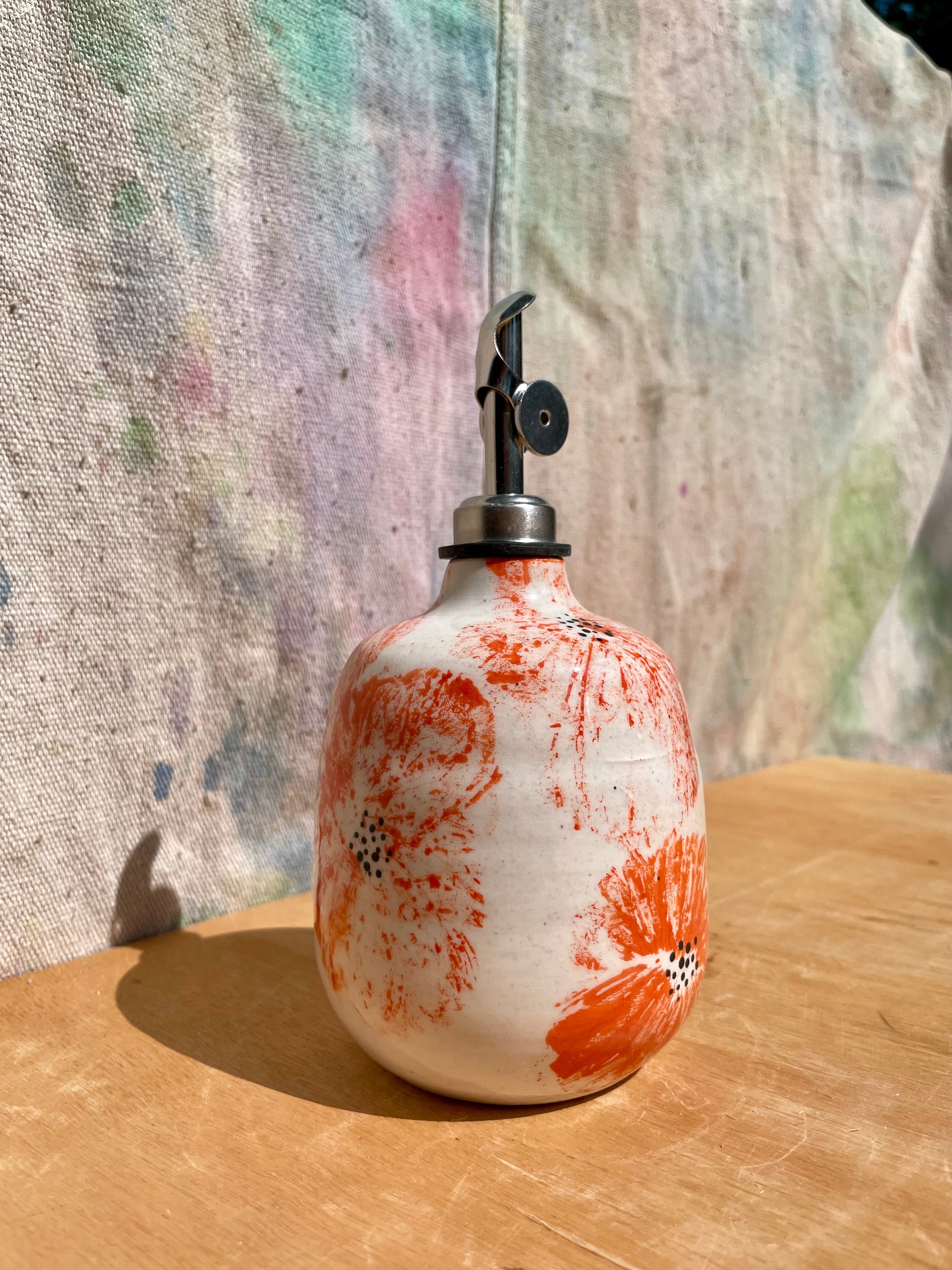 Made to Order:: Painted Poppy Bud Vase + Oil Cruet