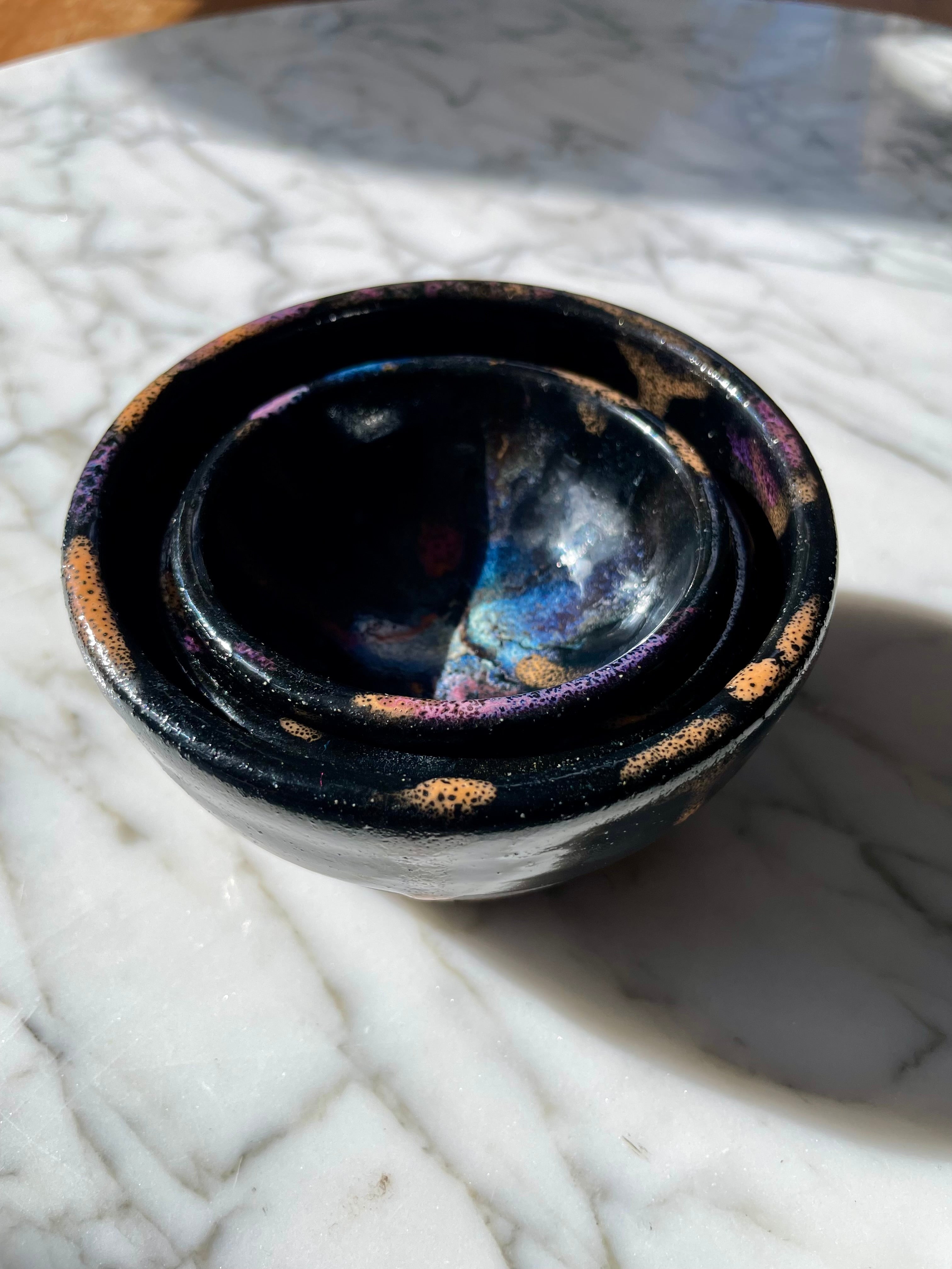 {Seconds Sale} Obsidian Drip Dark Brown Clay Ice Cream Bowls