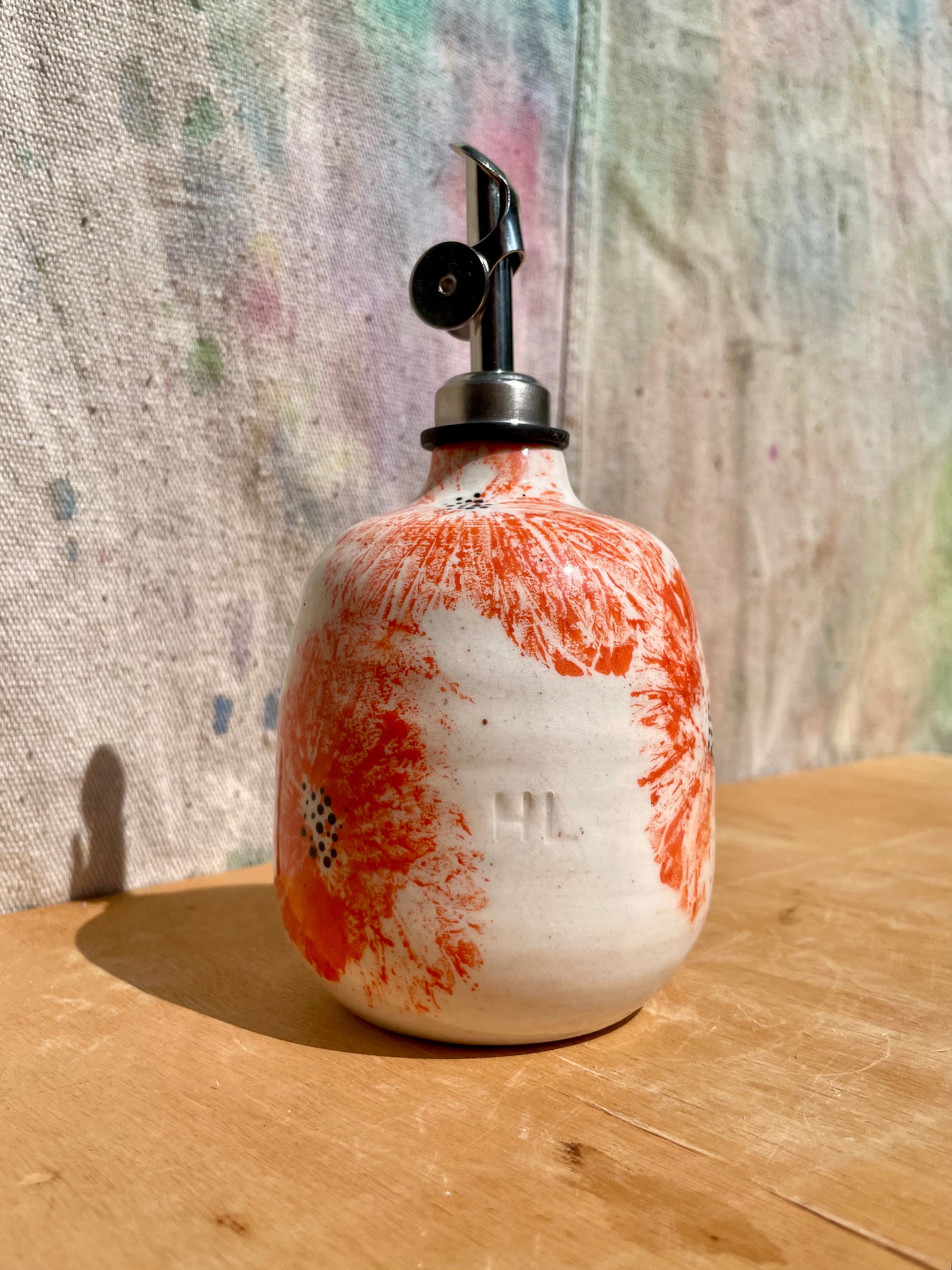 Made to Order:: Painted Poppy Bud Vase + Oil Cruet