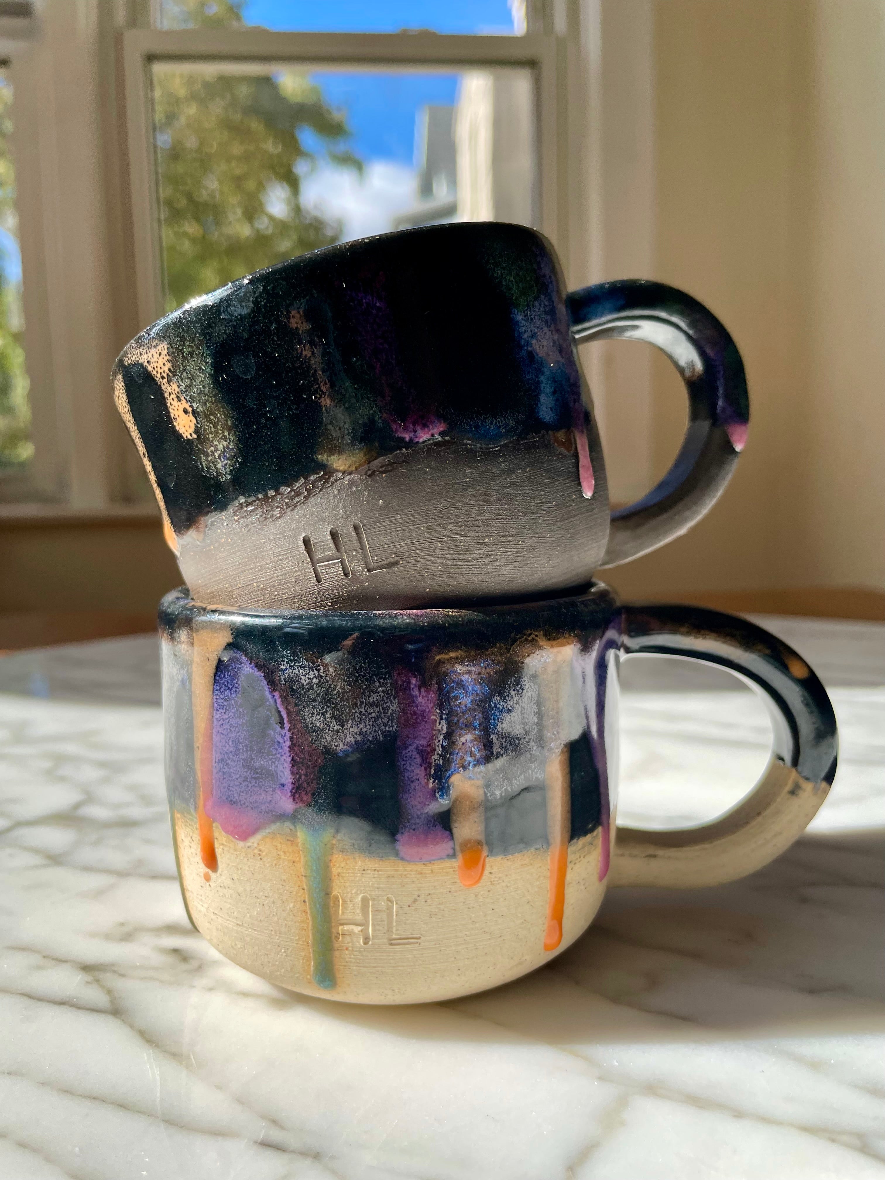 {Seconds Sale} Obsidian Drip Dark Brown Clay Mug