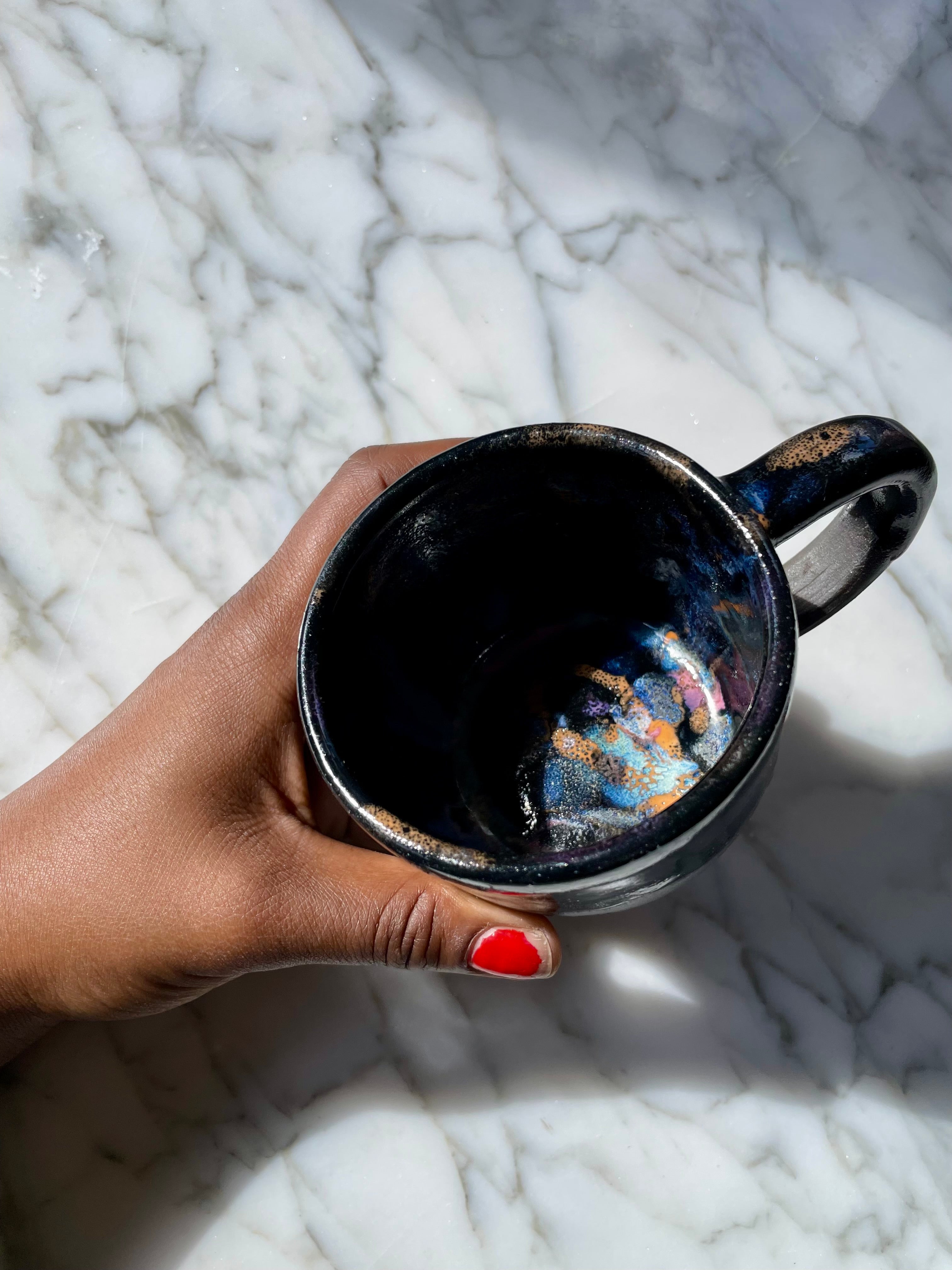 {Seconds Sale} Obsidian Drip Dark Brown Clay Mug