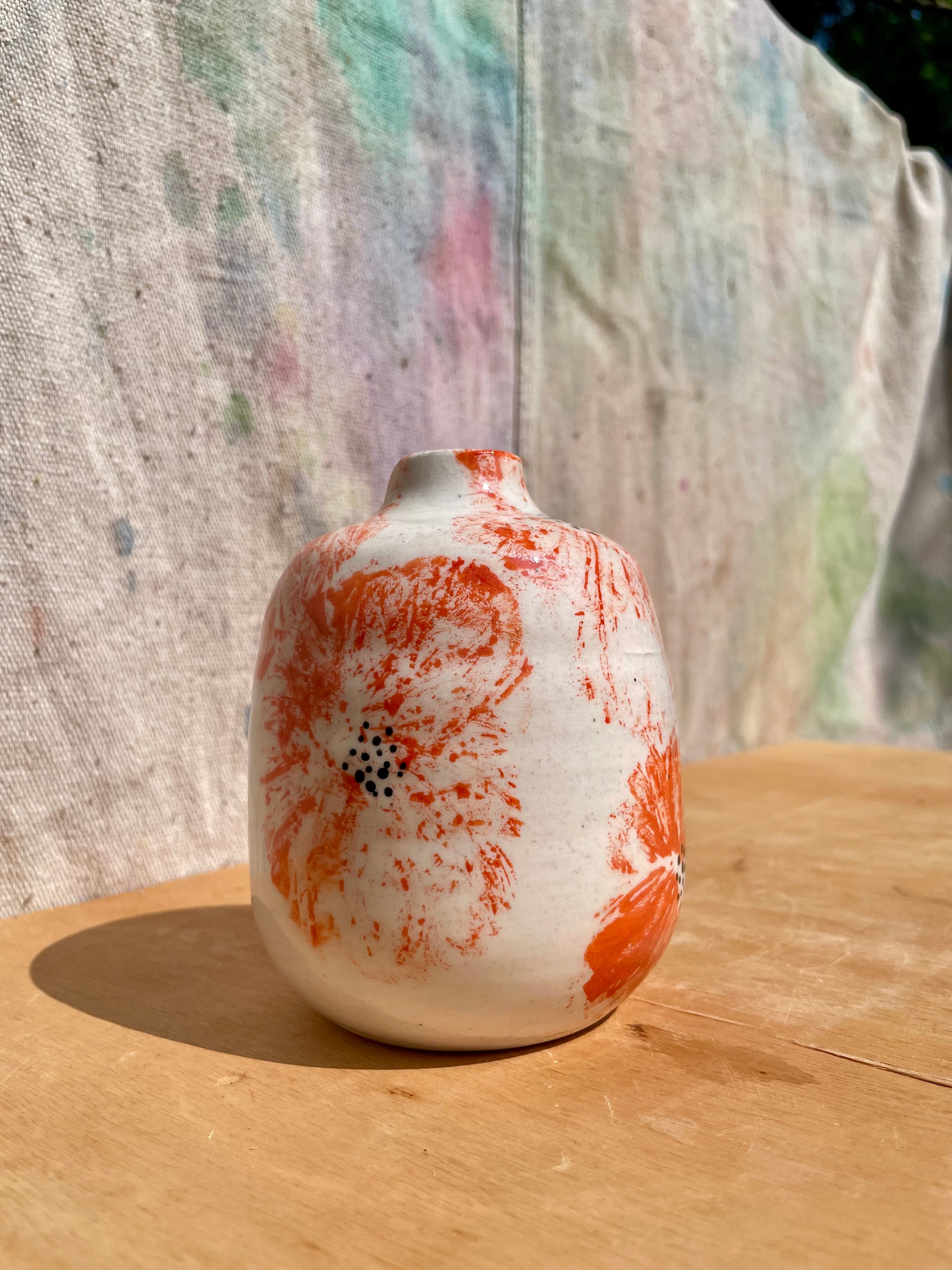 Made to Order:: Painted Poppy Bud Vase + Oil Cruet