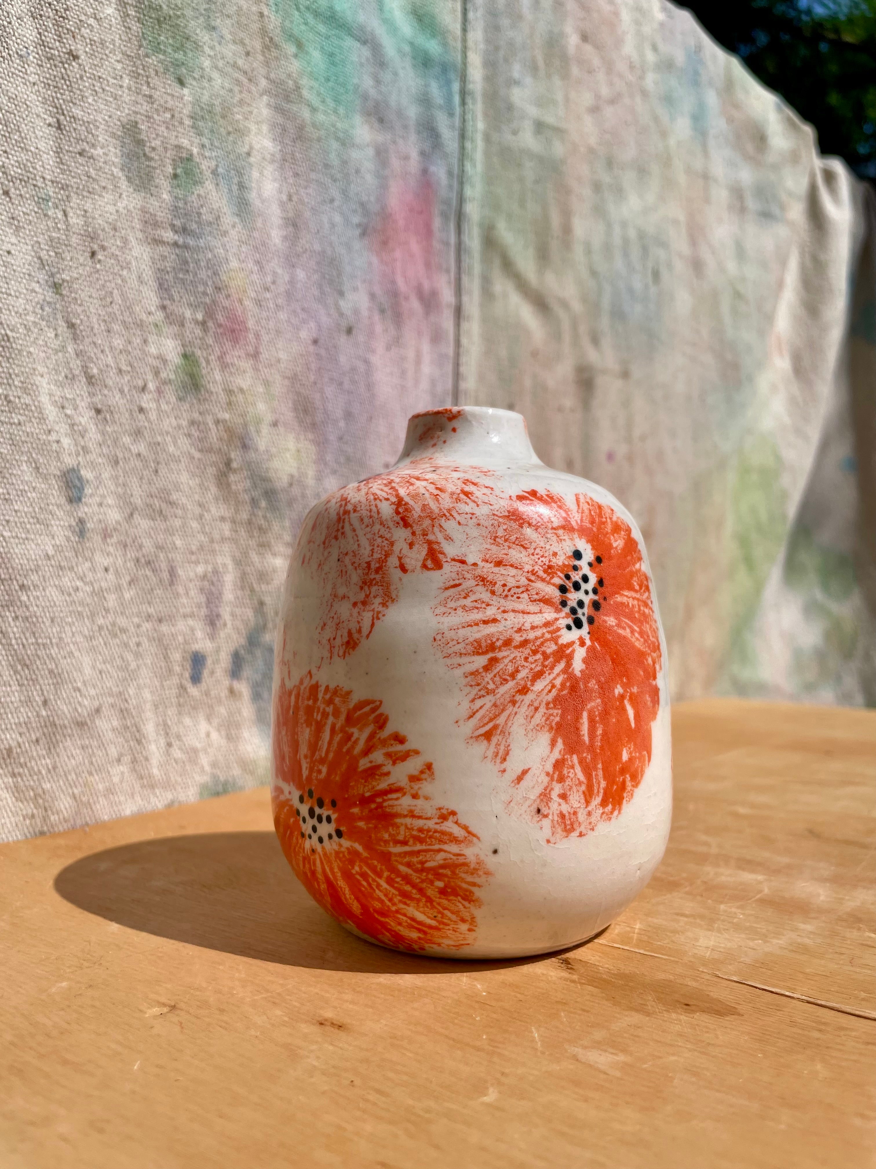 Made to Order:: Painted Poppy Bud Vase + Oil Cruet