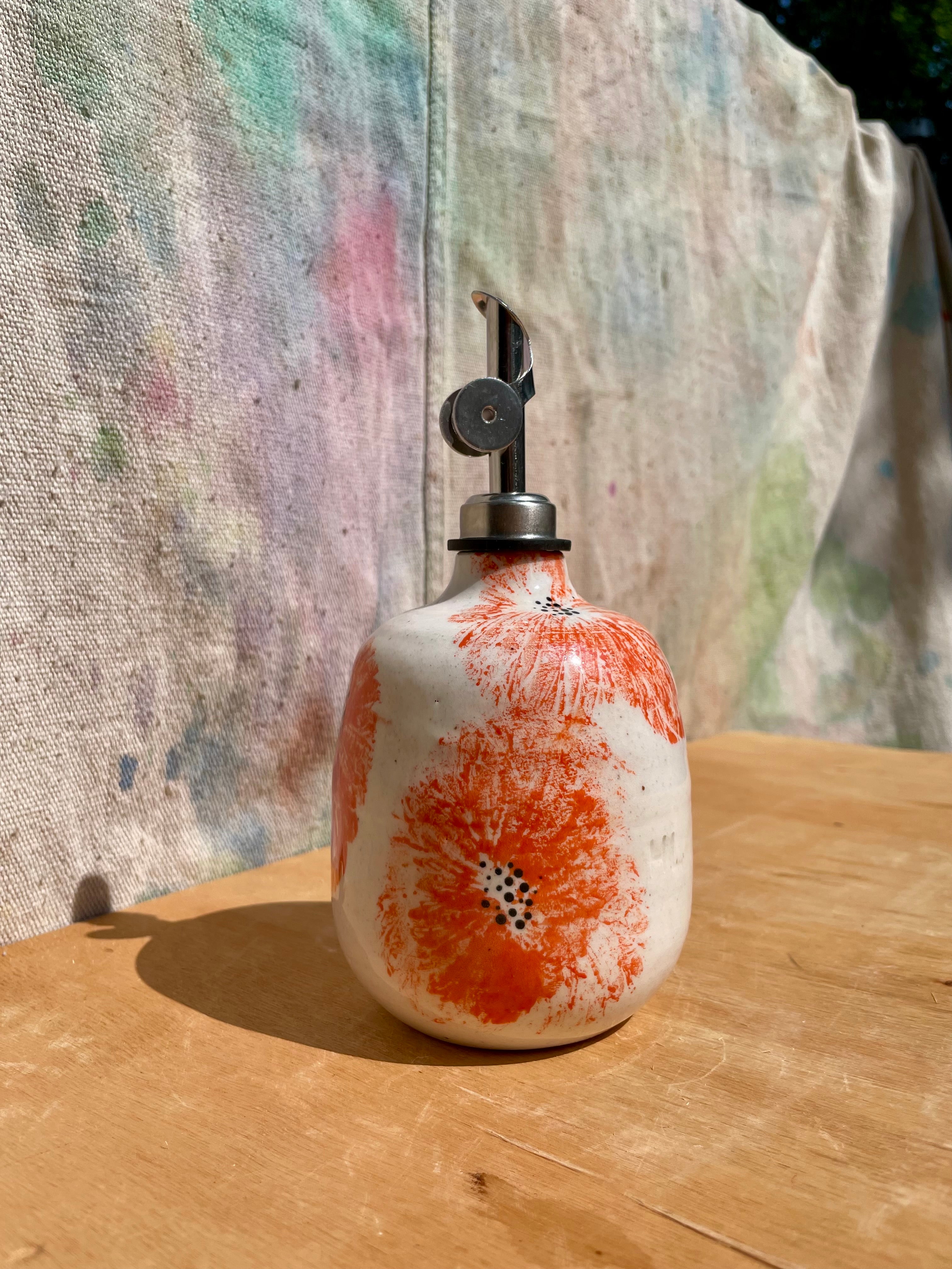 Made to Order:: Painted Poppy Bud Vase + Oil Cruet