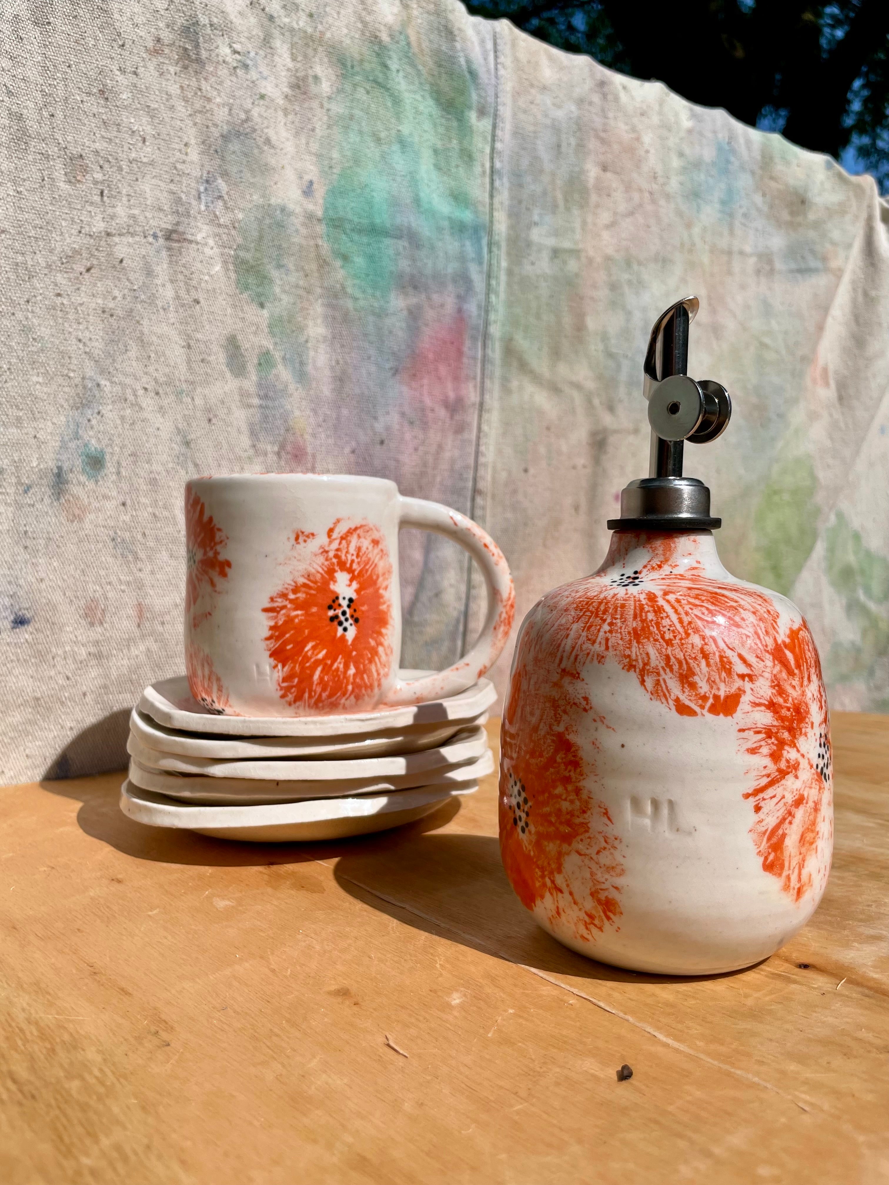 Made to Order:: Painted Poppy Bud Vase + Oil Cruet