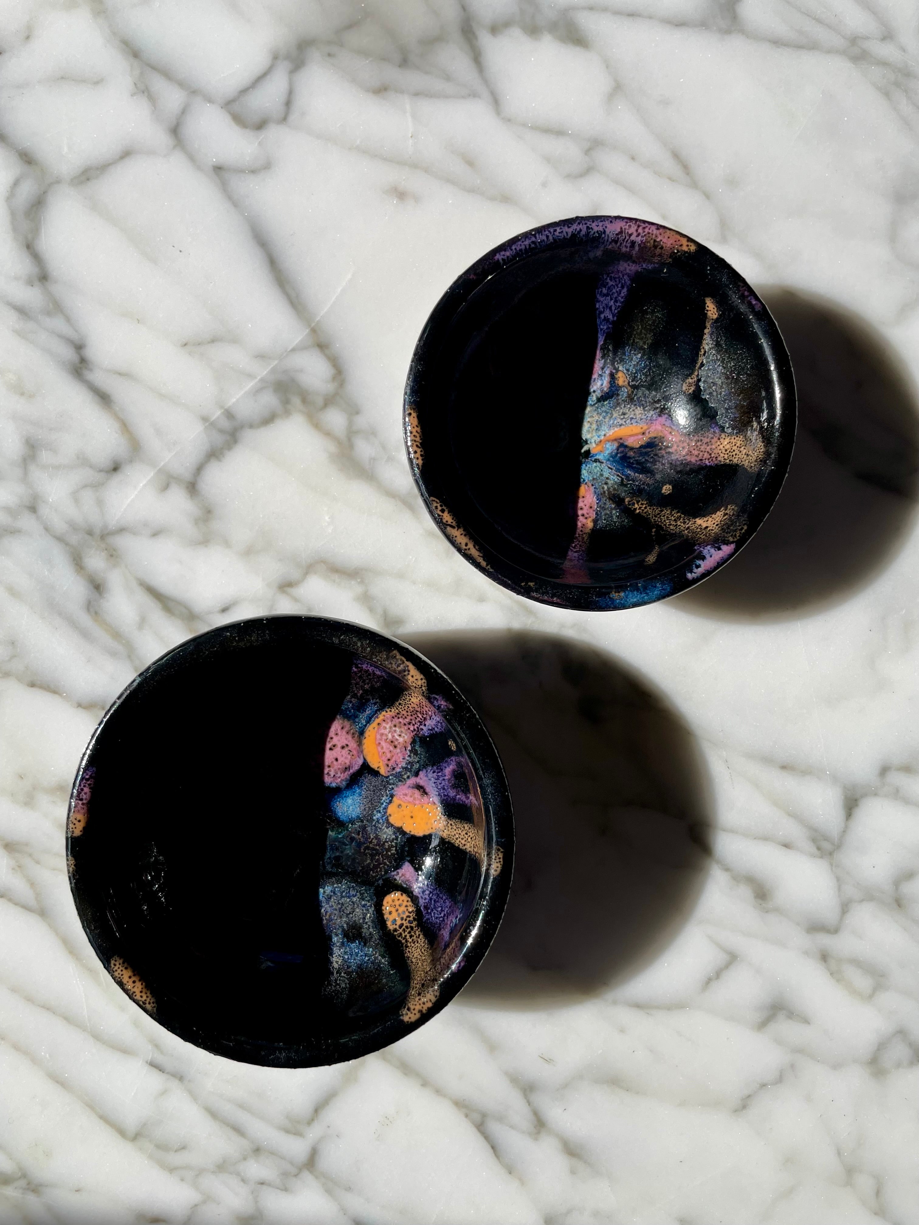 {Seconds Sale} Obsidian Drip Dark Brown Clay Small Bowls