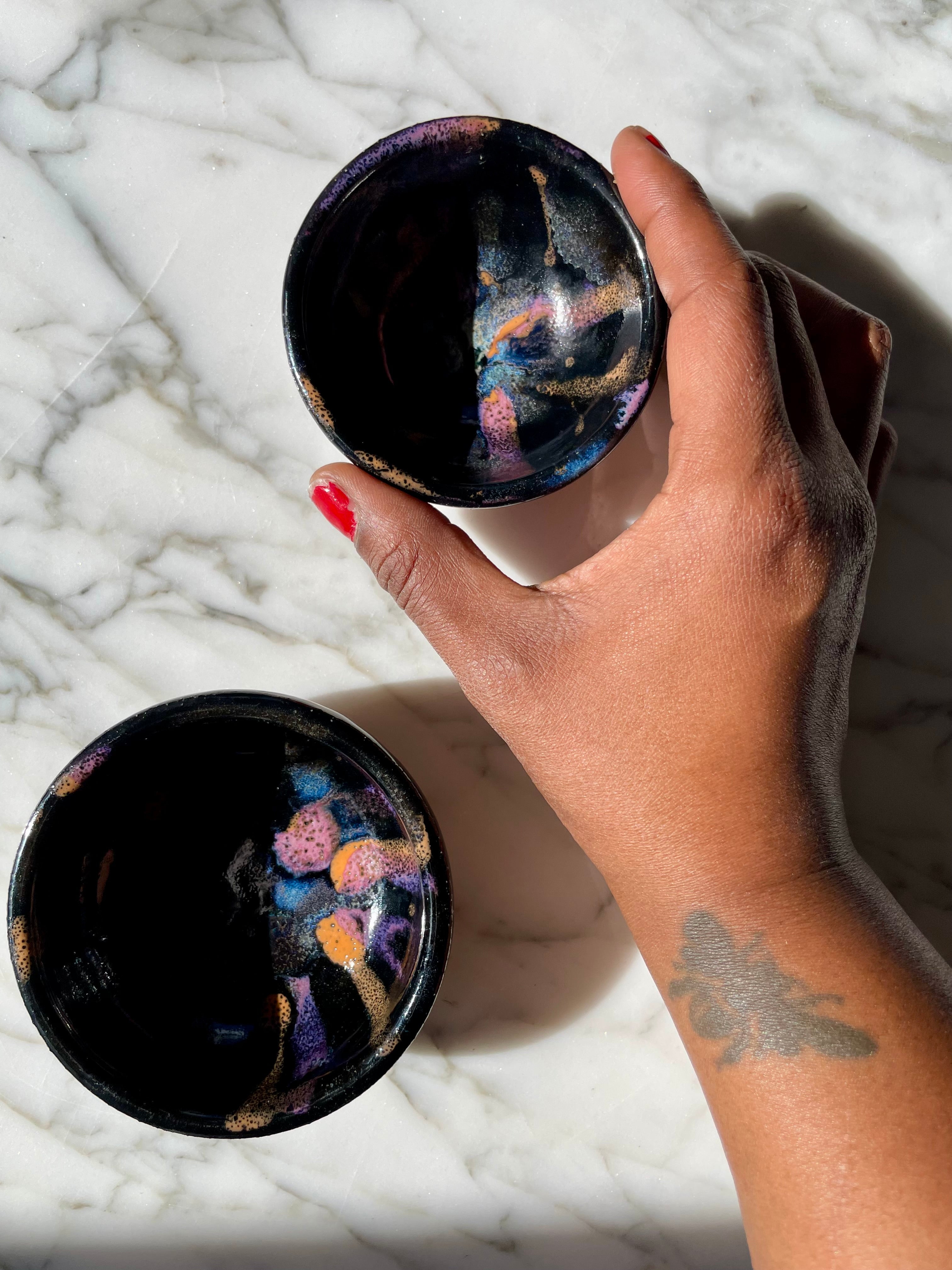 {Seconds Sale} Obsidian Drip Dark Brown Clay Small Bowls