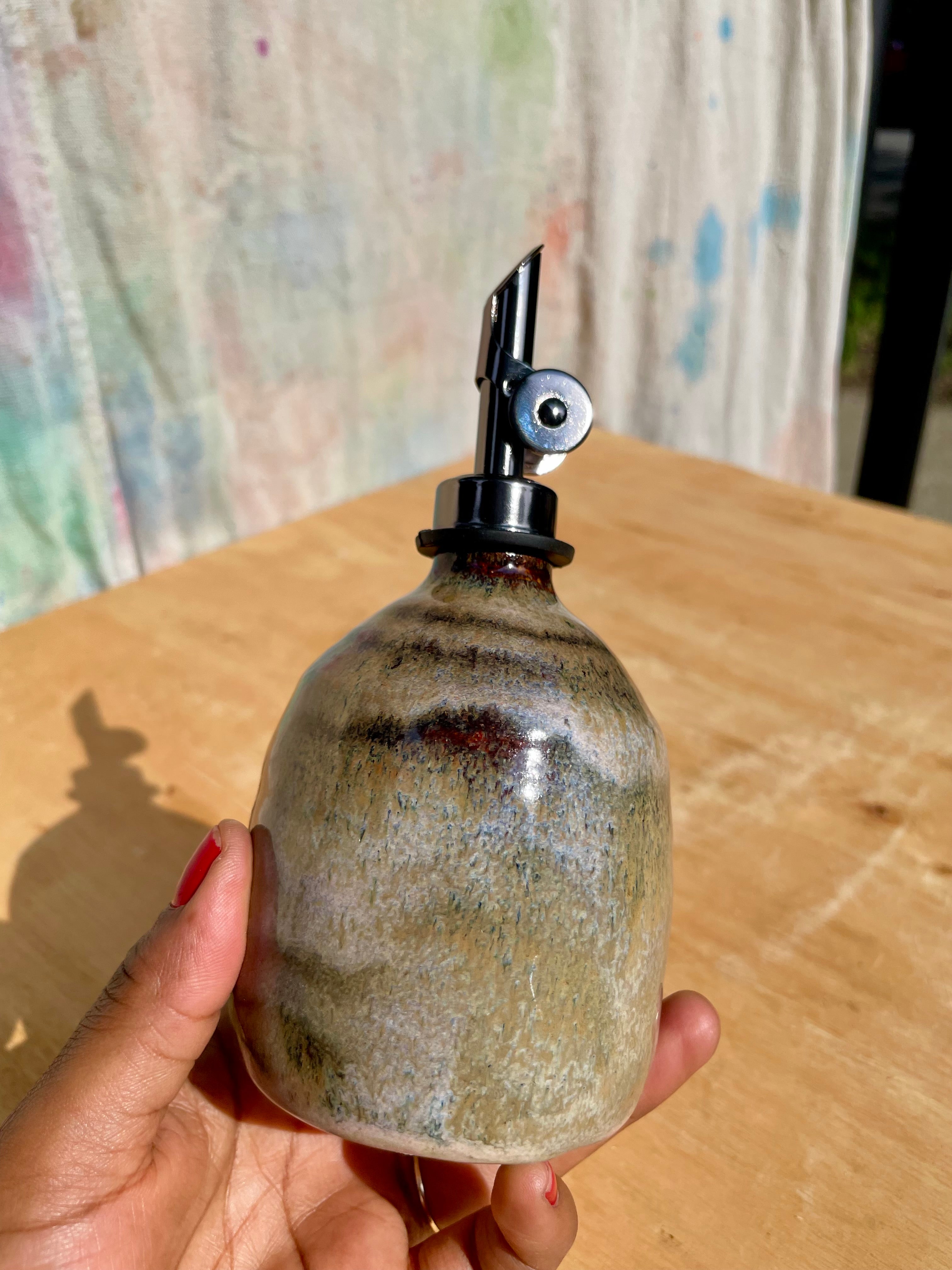 Iron Luster Pink Bud Vase + Oil Cruets