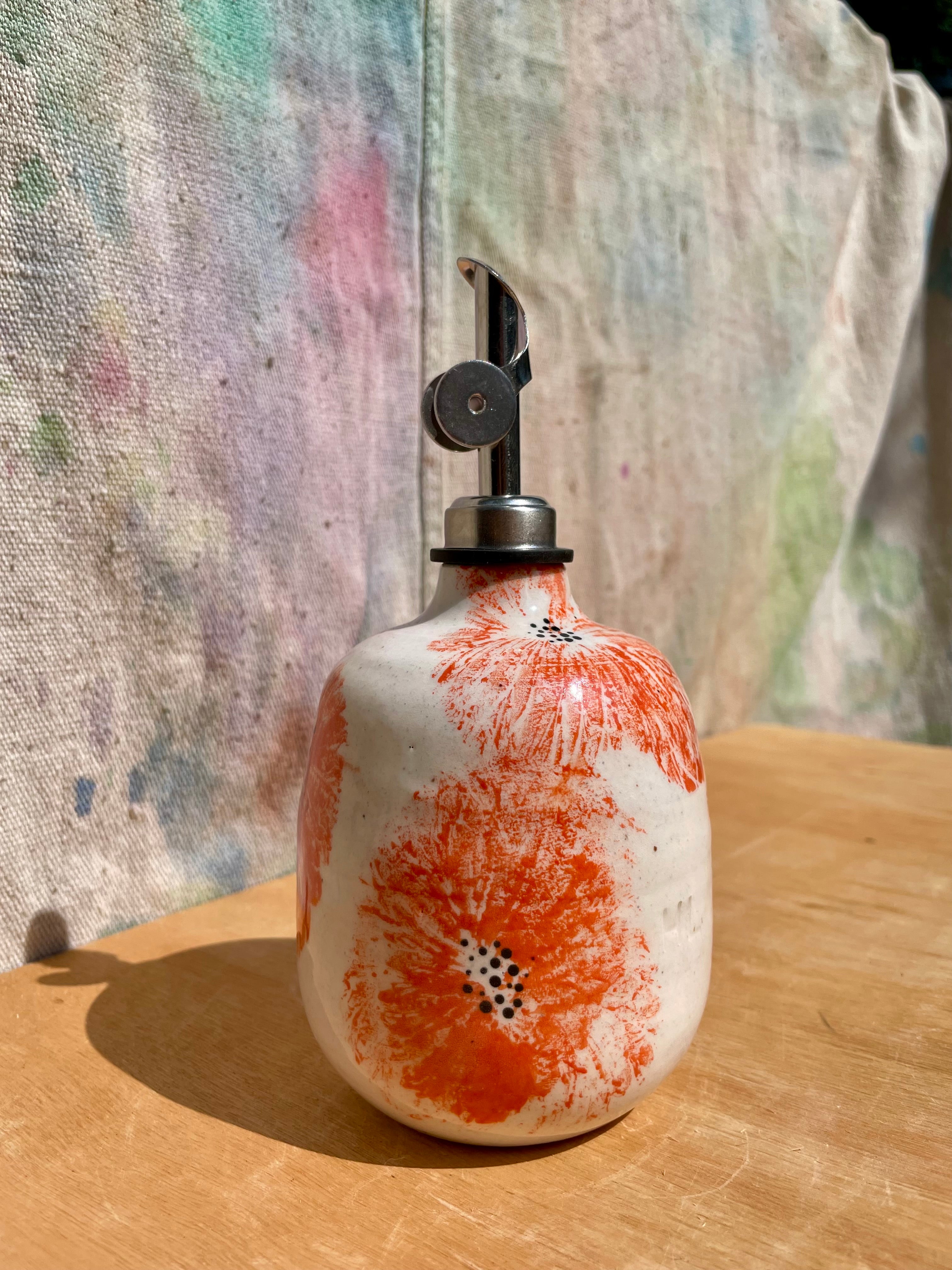 Made to Order:: Painted Poppy Bud Vase + Oil Cruet