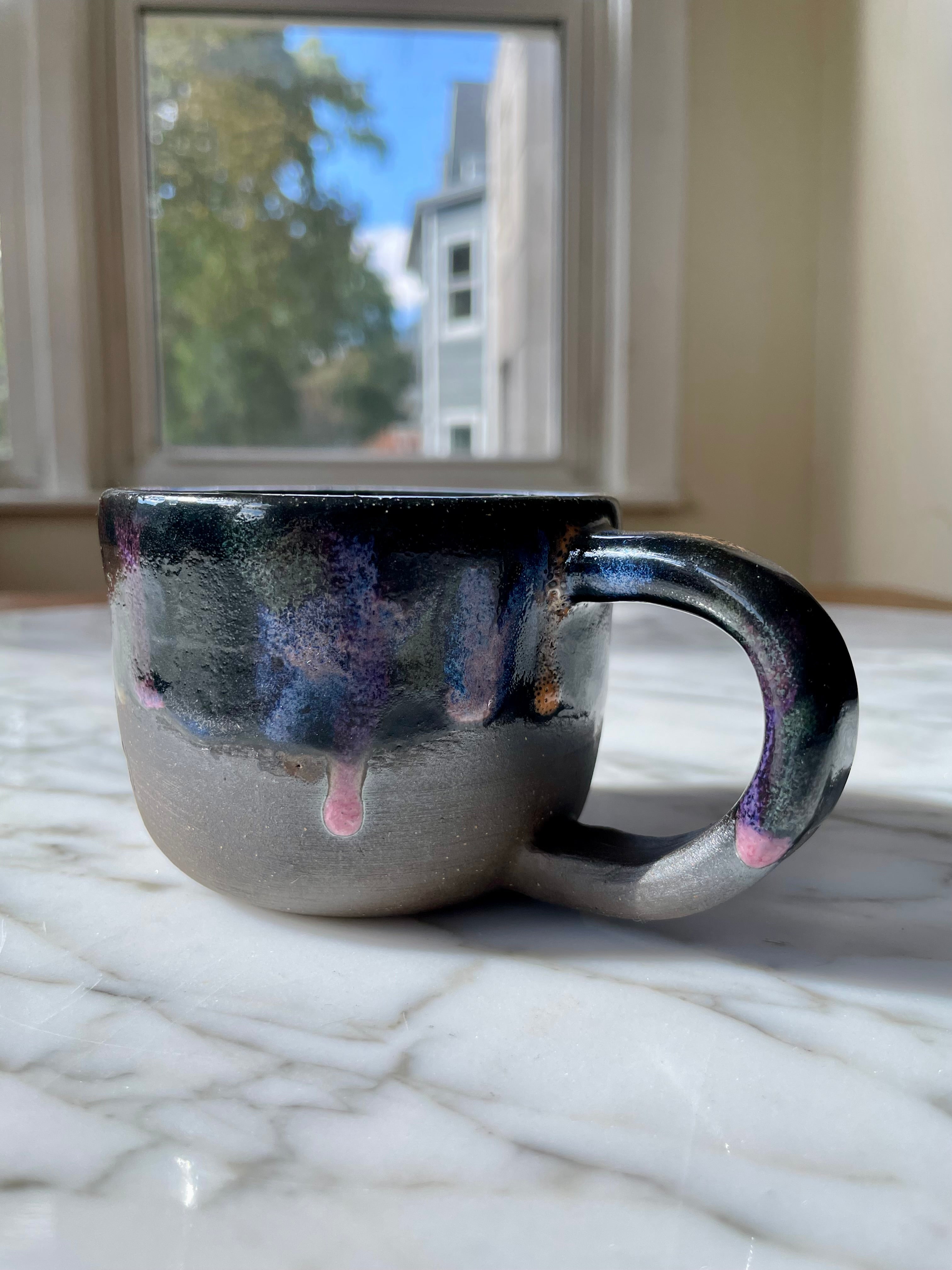 {Seconds Sale} Obsidian Drip Dark Brown Clay Mug