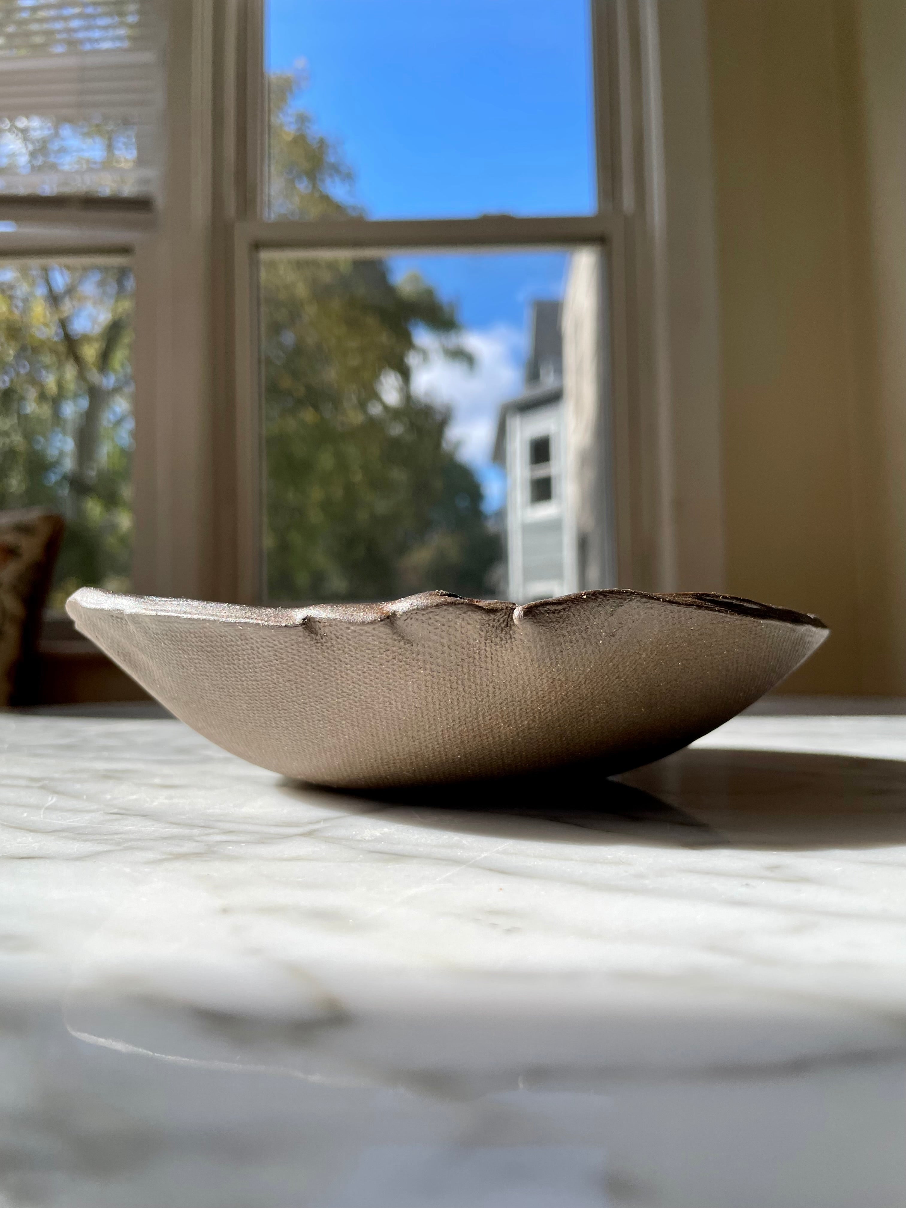 Small Lavender Sandstone Dark Brown Clay Natural Edge Bowl