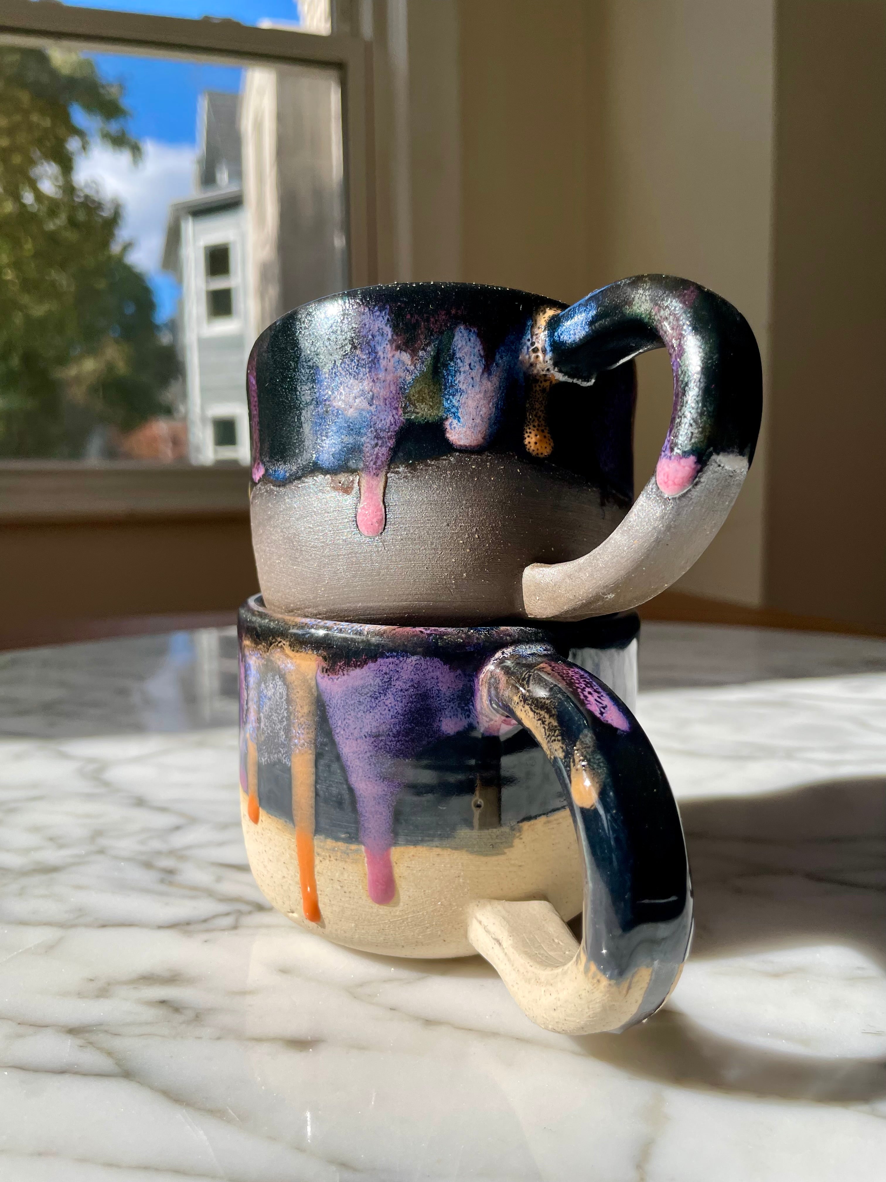 {Seconds Sale} Obsidian Drip Dark Brown Clay Mug