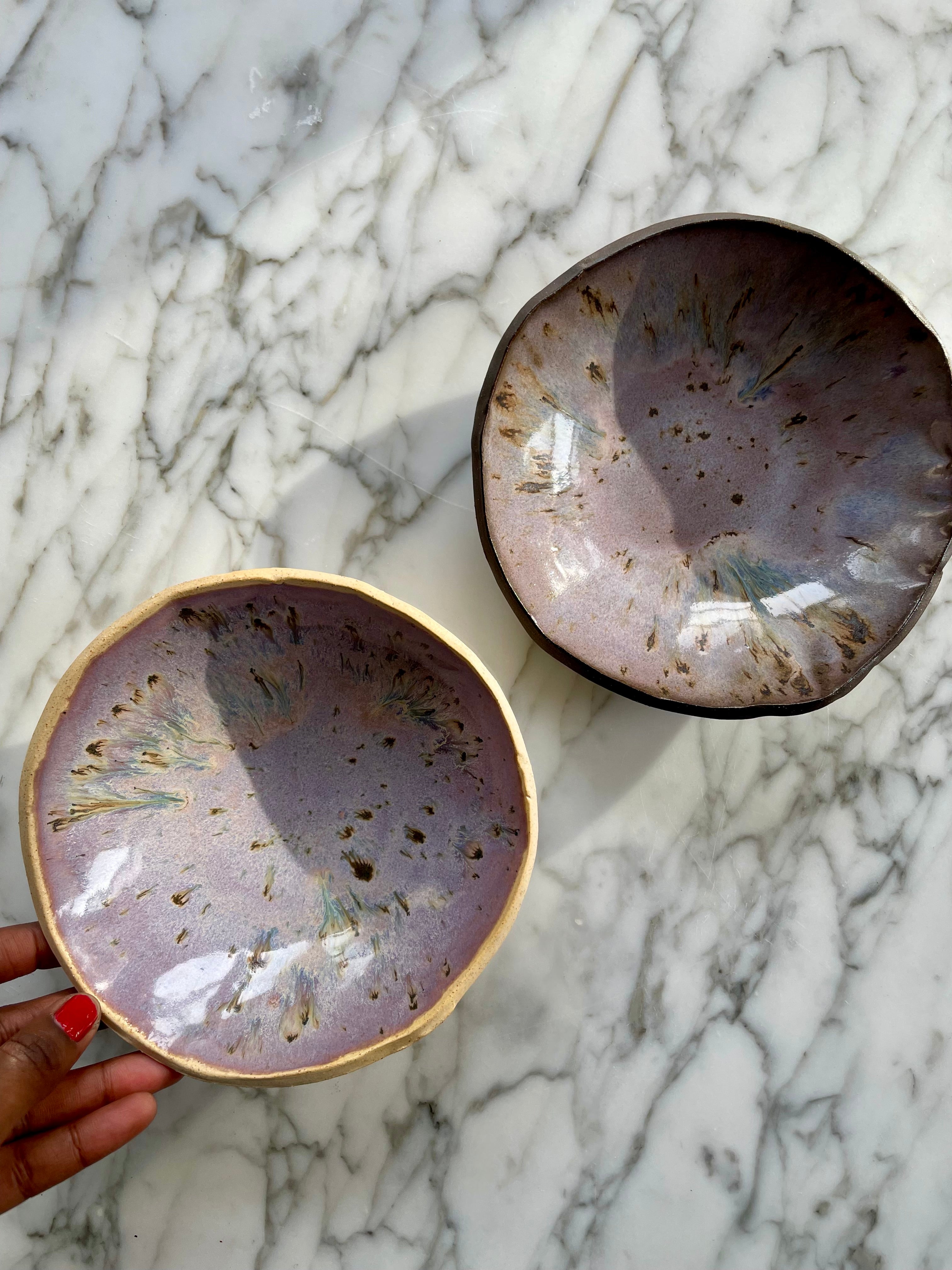 Small Lavender Sandstone White Clay Natural Edge Bowl