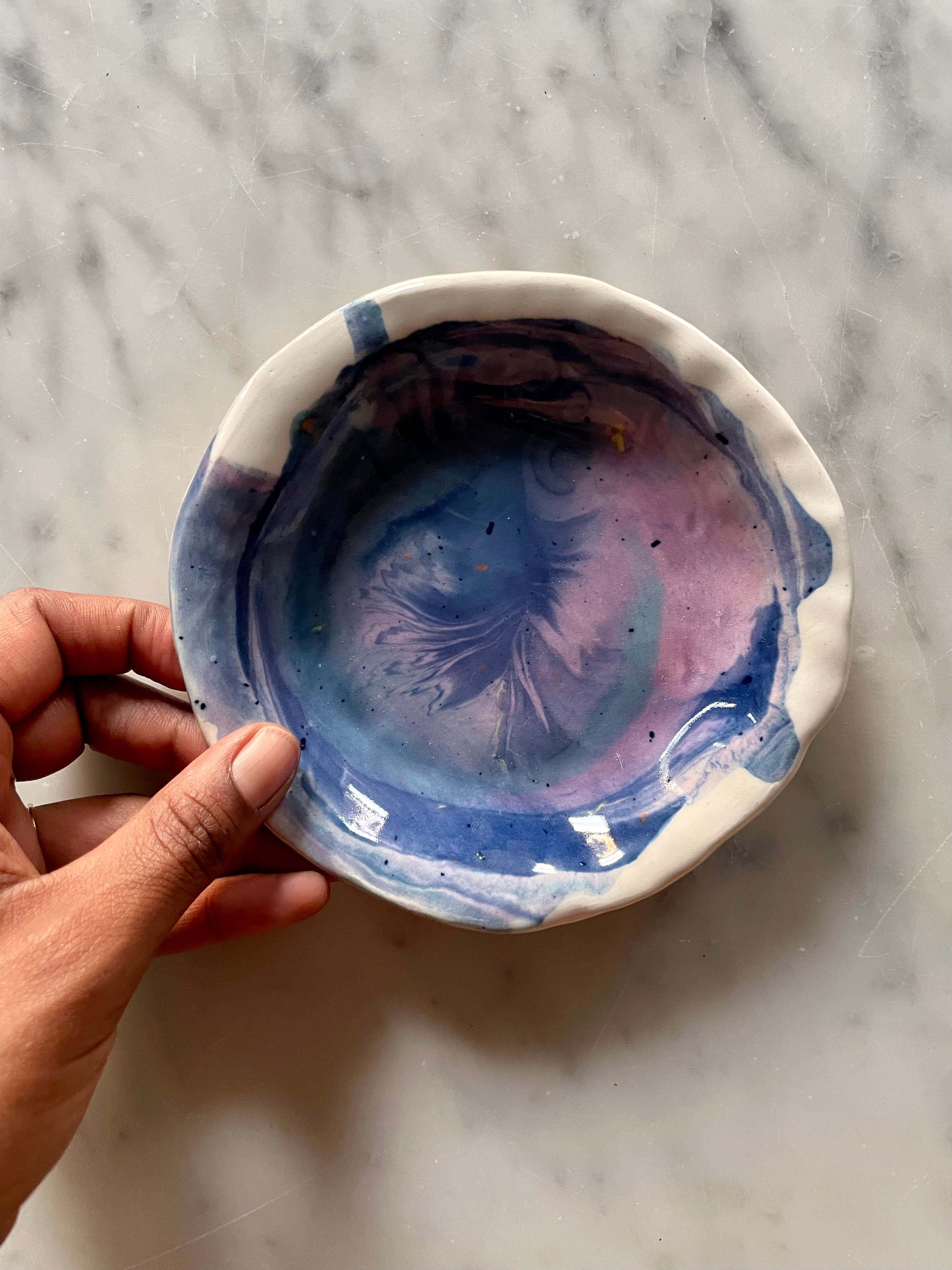 Marbled Sapphire Aura Small Bowl